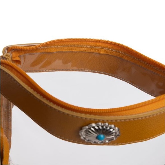 NWT Clear Western Leather Crossbody Bag w/ Fringe in Sunrise - Picture 3 of 9